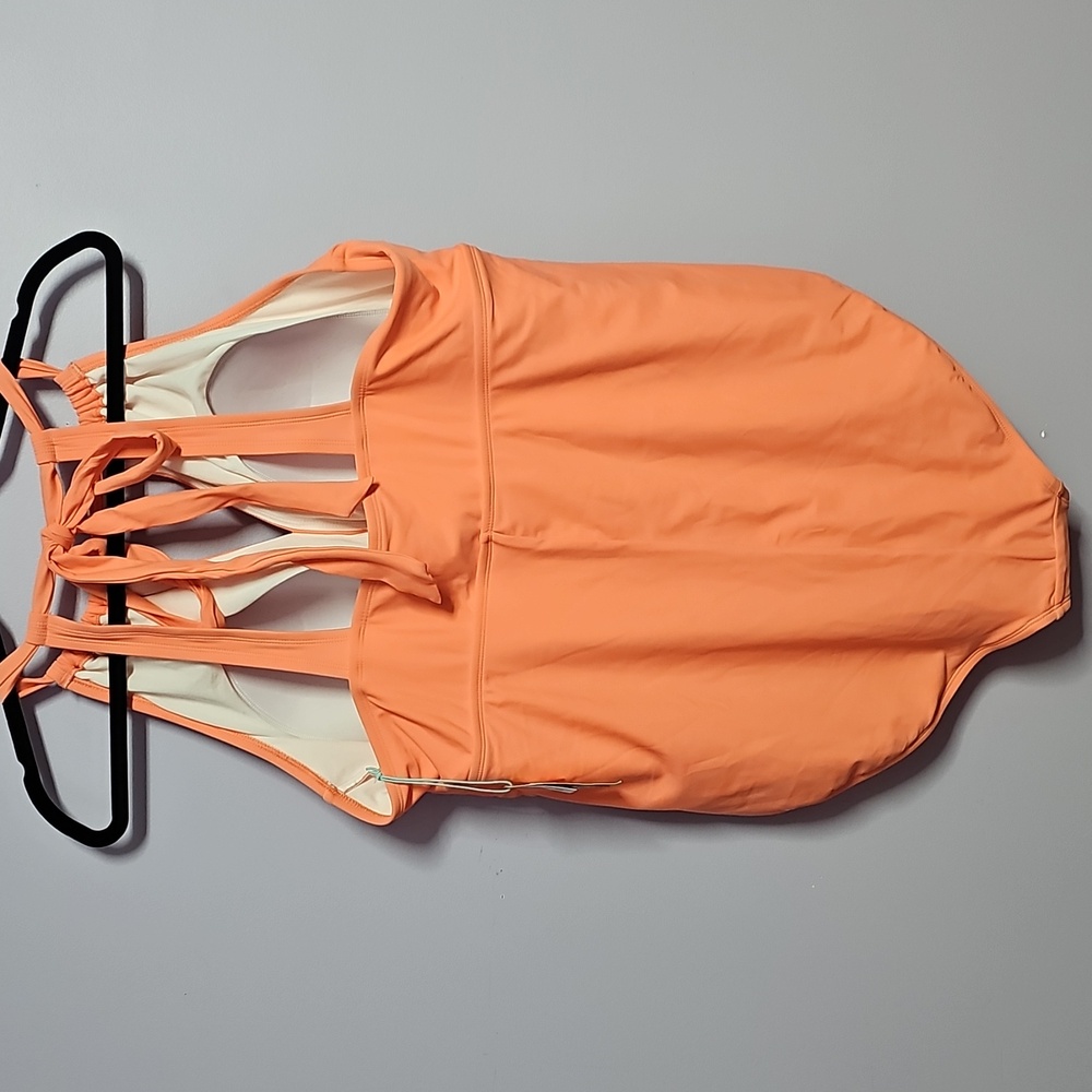 Kona Sol Orange One Piece Swimsuit with Halter Neck - Picture 3 of 6